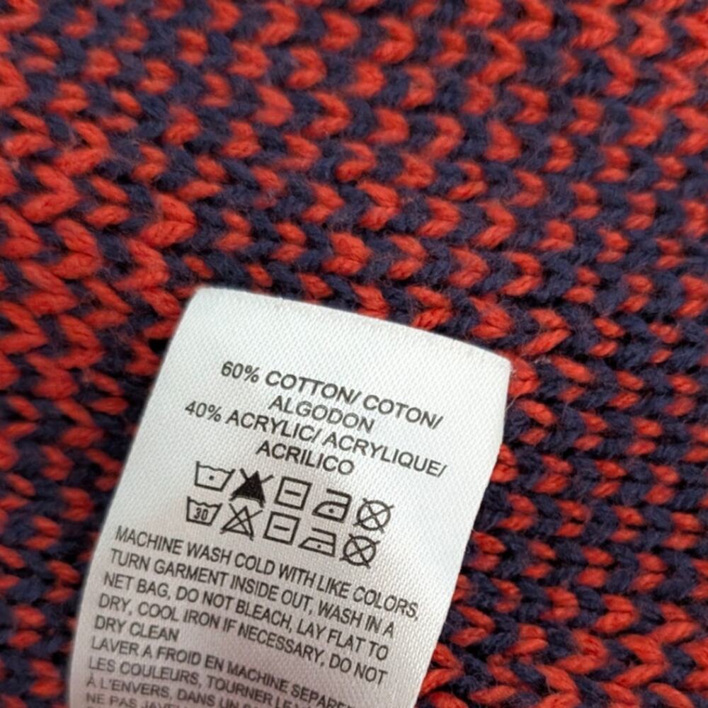 Lucky Brand Southwestern Open Front Cardigan Navy Orange Cotton Blend Size L - Picture 5 of 6